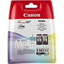 Original Canon Tintenpatronen PG-510/CL-511 CMYK, Mixpack, schwarz, Tri-Colour