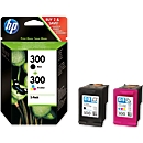 Original HP Tintenpatronen 300 CMYK, Multipack, schwarz, Tri-Colour