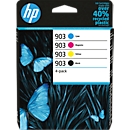 Originele HP inktcartridges 903 CMYK, Mixpack, cyaan, magenta, geel, zwart