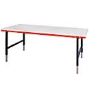 Packing and work table Rocholz System 2000, extendable, W 2000 x D 920 x H 690-960 mm, steel, light gray/anthracite