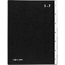 PAGNA desk organiser, for DIN A4, numbered, 7 compartments, manila cardboard black
