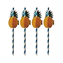 Paille Papstar Pineapple, jetable, L 200 x Ø 6 mm, en papier certifié FSC® avec ananas 3-D, bleu-blanc, 50 pièces