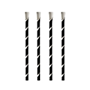 Pailles à boire Papstar Stripes, avec cuillère, jetables, L 200 x Ø 8 mm, en papier certifié FSC®, noir-blanc, 100 pcs.