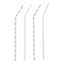 Pailles à boire Papstar Stripes, jetables, L 220 x Ø 6 mm, flexibles et pliables, en papier certifié FSC®, couleurs assorties, 100 pcs.