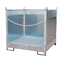 Palette à fûts Bauer FSP-4 G, panneau de protection anti-éclaboussures trilatéral, capacité 4 fûts de 200 L, galvanisé