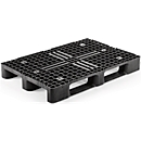 Palette en plastique, L 1200 x l. 800 x H 145 mm, rétractable sur 4 côtés, 3 patins, bord antidérapant, jusqu'à 5000 kg, 5 p. 