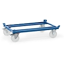 Paletten-Fahrgestell, Stahl, bis 1050 kg, blau,  Polyamid-Bereifung, mit Feststeller