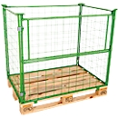 Palettenaufsatzrahmen, für Europaletten, Nutzlast bis 800 kg, Öffnungsklappe, stapelbar, B 1200 x T 800 x H 1200 mm, Stahl, maigrün RAL 6017