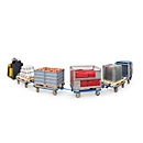Pallet chassis, with wheels, Tractor unit for lattice boxes and flat pallets
