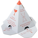 Pallet hats Grünmarie®, 3-D effect, multilingual warning print, self-adhesive strips, 100 % recyclable, FSC® corrugated cardboard, white-red, 25 pcs.