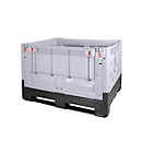 Palletbox Big Box 670 l, B 1200 x D 1000 x H 800 mm, gesloten, opvouwbaar, zilvergrijs, 3 lopers