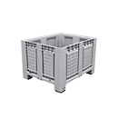 Palletcontainer Big Box FP-FBO1210, 680 l, B 1200 x D 1000 x H 790 mm, geperforeerd, zilvergrijs, 4 poten, tot 450 kg