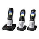 Panasonic KX-TGH723G - Schnurlostelefon - Anrufbeantworter mit Rufnummernanzeige/Anklopffunktion - DECT\GAP - dreiweg Anruffunktion - Schwarz, Silber + 2 zusätzliche Handsets