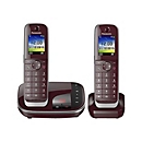 Panasonic KX-TGJ322GR - Schnurlostelefon - Anrufbeantworter mit Rufnummernanzeige - DECT\GAP - dreiweg Anruffunktion - Weinrot + zusätzliches Handset