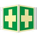 Panneau d'angle avec symbole des premiers secours