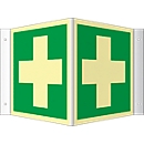 Panneau d'angle avec symbole des premiers secours