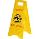 Panneau d'avertissement "Risque de glissade", en 2 langues, pliable, L 300 x H 620 mm, plastique, jaune