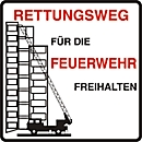 Panneau d'interdiction de stationner « Rettungsweg für die Feuerwehr freihalten » (« Libérer l'issue de secours pour les pompiers »)