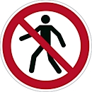 Panneau de signalisation Durable, rond, pour l'intérieur, motif "piéton interdit", EN ISO 7010, autocollant, blanc-rouge, 1 pièce