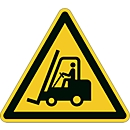 Panneau de signalisation Durable, triangulaire, pour l'intérieur, motif "Attention aux chariots de manutention", EN ISO 7010, autocollant, noir-jaune, 1 pièce