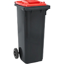 Papelera GMT, 140 l, móvil, negro-rojo