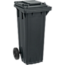 Papelera SSI Schäfer GMT, 60 l, hasta 40 kg, móvil, preparada para portavirutas, PE, negro-gris