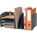 Paperflow desk organizer, 4 vakken, Verstelbare scheidingswanden, zwart
