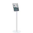 Paperflow information stand, A4, portrait &amp; landscape format, recessed grip, disinfectant-resistant, steel/polystyrene, white