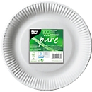 Papieren borden Papstar Pure, wegwerp, rond, Ø 230 mm, voedselveilig, FSC®-gecertificeerd &amp; composteerbaar, wit, 6 x 100 stuks