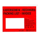 Papieren documentenvelop/brievenvelop SecurePack, C6, venster links, met print, zelfklevend, 100% recyclebaar glaspapier, rood, 250 stuks