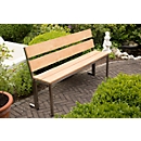 Parkbank -  Edelstahl und Garapaholz - B 2000 x T 300 x H 830 mm - mit Rückenlehne