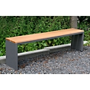 Parkbank, roestvrij staal/Garapaholz, weerbestendig, B 2000 x D 300 x D 400 x H 400 mm, manen-grijs