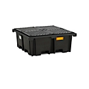 PE-Auffangwanne CEMO 400/4, mit 4 PE-Gitterrosten, B 1290 x T 1290 x H 500 mm, 400 l, für 4 x 200 l Fässer, bis 1200 kg
