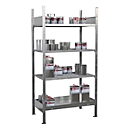 BAUER S 3017-4E étagère pour petits conteneurs, étagère de base, L 1000 x P 600 x H 2000 mm, 3 étagères grillagées + 1 bac de récupération