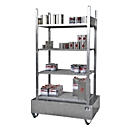 BAUER S 3021-4E étagère pour petits conteneurs, étagère de base, L 1200 x P 800 x H 2105 mm, 4 étagères en caillebotis + 1 bac de récupération