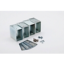 Pieds d'empilage pour l'armoire de charge de batterie CEMO Basic/Premium/Premium Plus et l'armoire de stockage de batterie, permet un empilage peu encombrant des armoires, 4 pièces, argenté