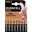 Piles DURACELL® Plus, Micro AAA, 1,5 V, 8 pièces