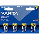 Piles VARTA Longlife Power, tension 1,5 V, extra longue durée, Micro AAA, 8 pièces