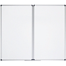 Pizarra blanca plegable MAULstandard, plastificada en gris, magnética, 2 paneles, ancho 1500 x alto 1000 mm