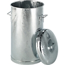 Plaatstalen afvalbak, met deksel, 60 liter, Ø 380 x h 630 mm