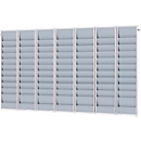Planungstafel Eichner Flexo, 5er-Set, mit Wandprofil, je 10 Tafelschienen, für bis zu 50 Auftragstaschen, B 1700 x T 100 x H 1280 mm, Kunststoff, grau