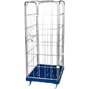 Plastic rolling table top with 2 side grids, 1 rear wall, 1 front wall, gentian blue RAL 5010