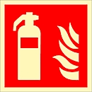 Plastic sign fire extinguisher, 200 x 200 mm