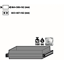 Plateau coulissant robuste pour armoires de sécurité asecos des séries Q30, Q90 et S90, acier inoxydable 1.4301, L 864 x P 508 x H 162 mm, 66 l, jusqu'à 100 kg