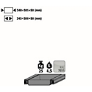 Plateau coulissant standard pour les armoires de sécurité asecos des séries Q30, Q90 et S90, en tôle d'acier, gris clair, L 348 x P 505 x H 50 mm, 4,5 l, jusqu'à 25 kg