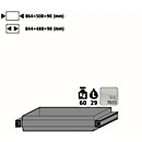 Plateau coulissant standard pour les armoires de sécurité asecos des séries Q30, Q90 et S90, en tôle d'acier, gris clair, L 864 x P 508 x H 90 mm, 29 l, jusqu'à 60 kg
