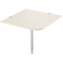 Plateau d'angle 90° avec pied, l. 900 x P 900 mm, coloris érable/alu blanc