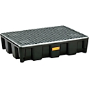 Plateau de protection du sol CEMO 60HD, polyéthylène, capacité de 60 l, caillebotis en acier galvanisé, avec agrément, L 800 x P 600 x 180 mm