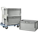 Plateauwagen AM80 + 3 bakken ELB 6320 B 600 x D 400 x H 320 mm - lichtgrijs