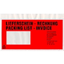 Pochette pour documents/bons de livraison SecurePack Premium, Din long, avec impression, fenêtre transparente, autocollante, imperméable, LDPE &amp; papier kraft, rouge, 500 pièces